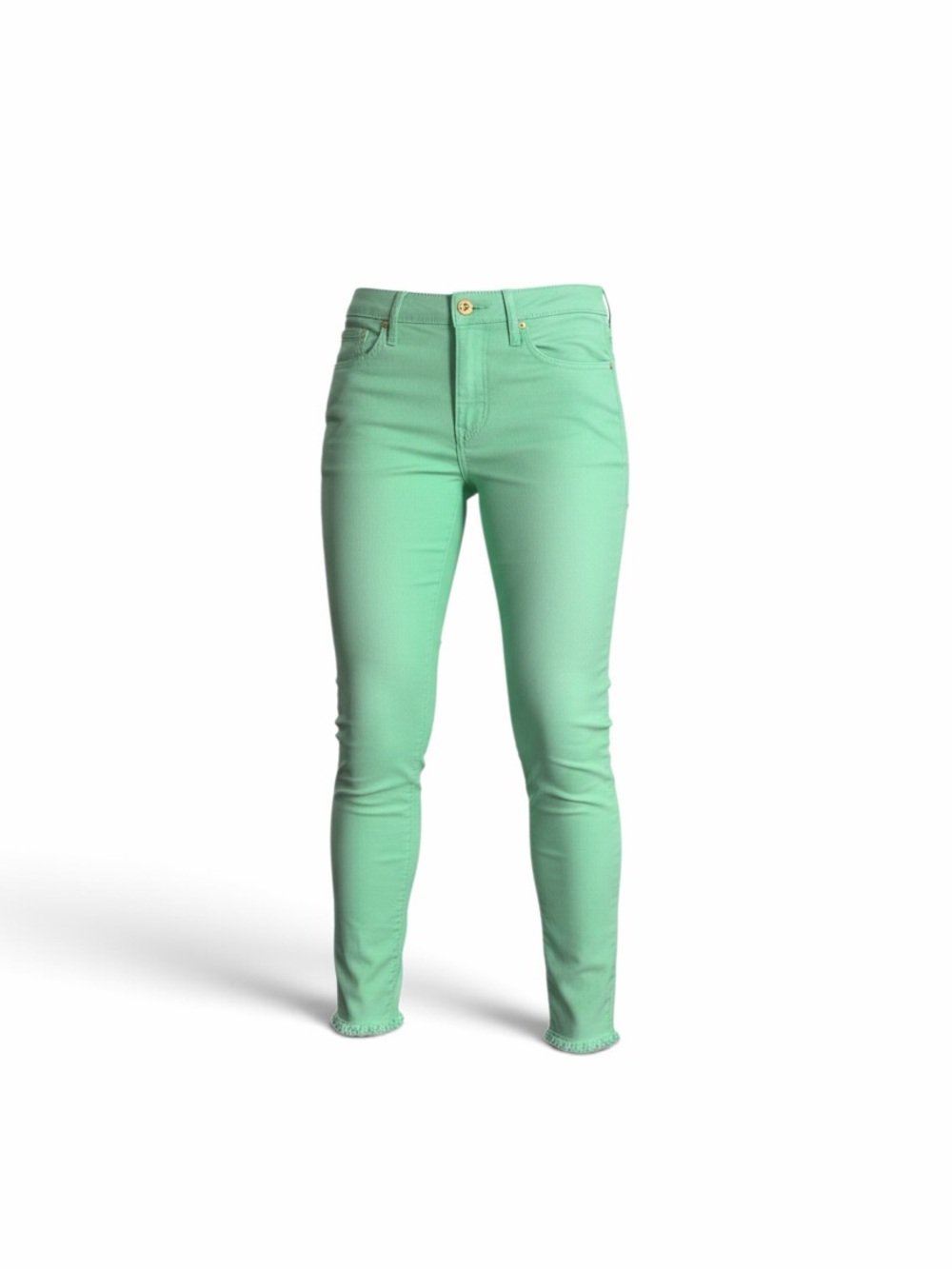 Lilly Pulitzer Green Cropped Skinny Jeans Raw Hem Women’s
